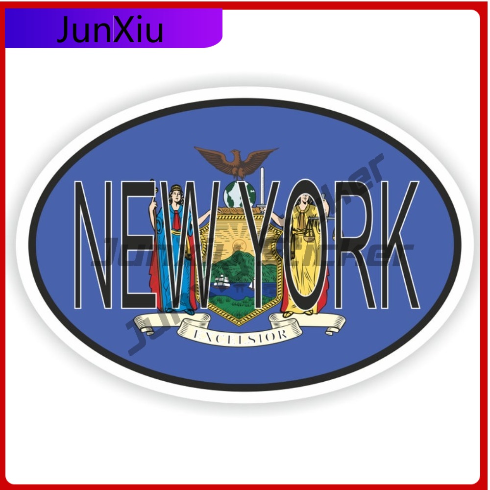 Car Accessories York - New York Oval Sticker With National
