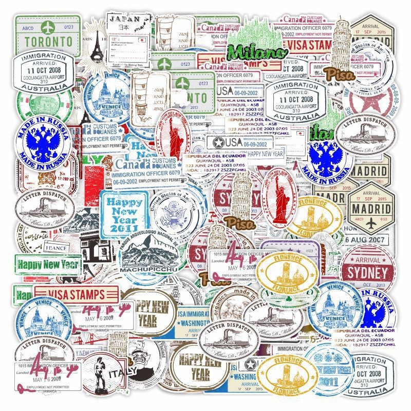 Car Accessories York - 10/30/60PCS Postmark Stamp Style Stickers Popular