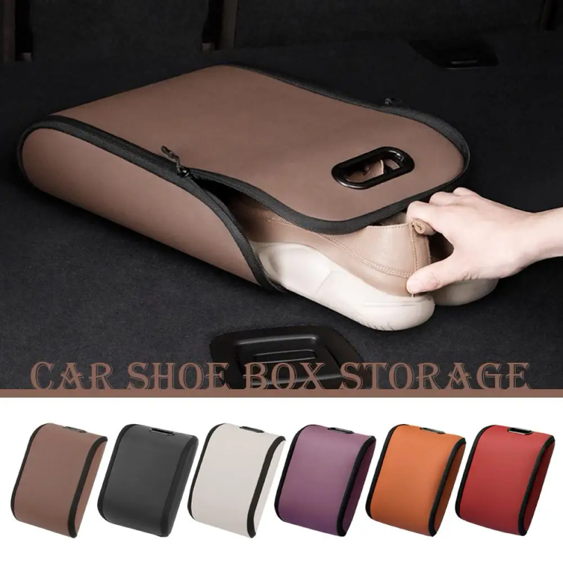Car Shoe Storage Box PVC Leath - Car Seat Organizer ulasan dan harga