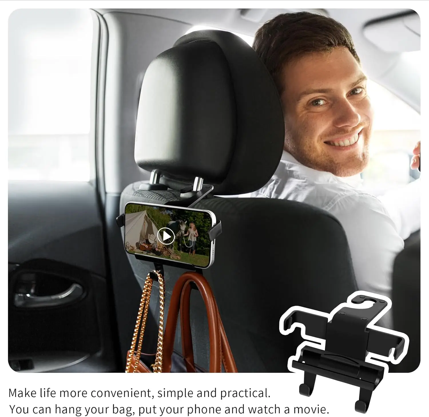 2-in-1 Car Seat Hook with Phon - Car Seat Organizer ulasan dan harga